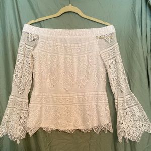 White lace off the shoulder top